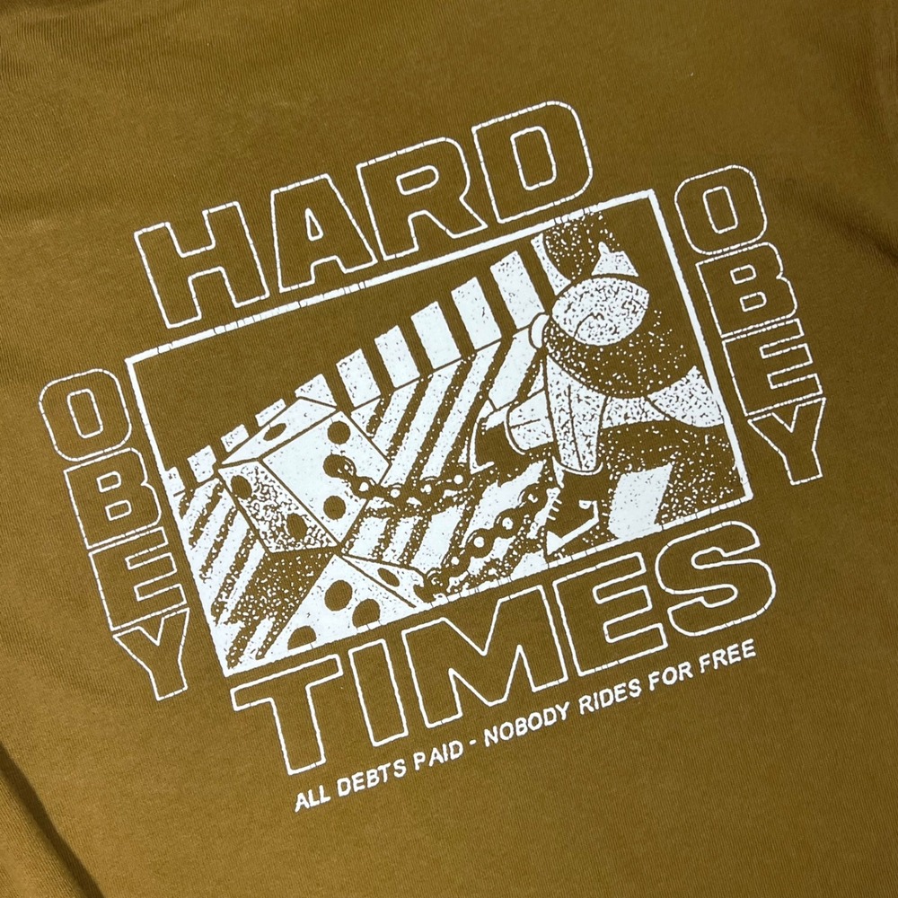 OBEY‎ Hard Times Long Sleeve T Shirt Graphic Tee All Debts Paid Medium M